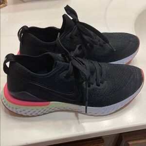 Nike Black Sneakers with White and Pink Accents